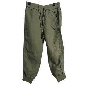 Gap Knit Side Pane Jogger Pants Grunge Small Olive Green Linen Blend Cuffed